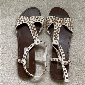 Steve Madden white and rose gold studded sandals